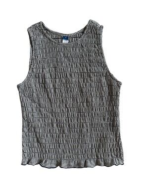 Old Navy Black and White Smocked Ruffle-Hem Tank